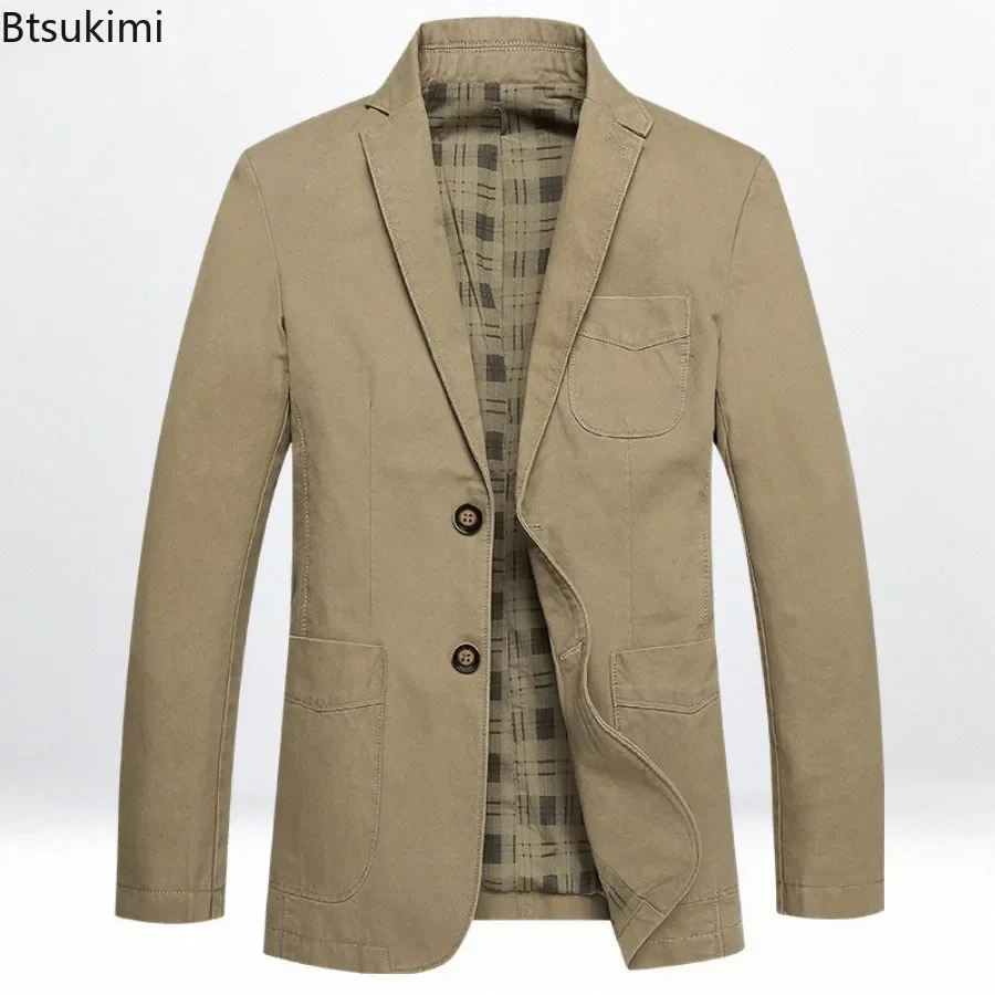 Men's Blazer Jackets Fashion Plus Size Pure Cotton Suit Coats Men Trend Streetwear Solid Slim Business Casual Jacket for Men
