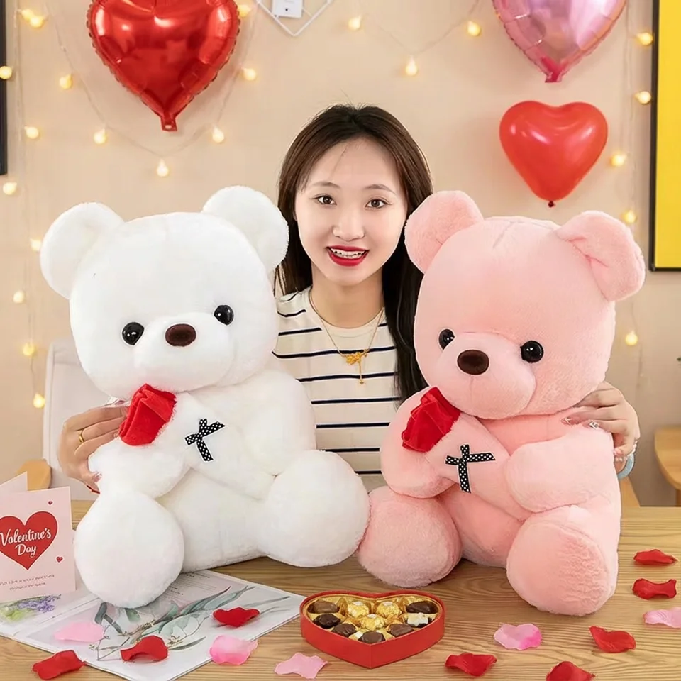 Wedding Rose Bear Plush Toy Cute Stuffed Animal Gift For Valentine's Day Anniversary And Romantic Celebration Decor_voghion.com