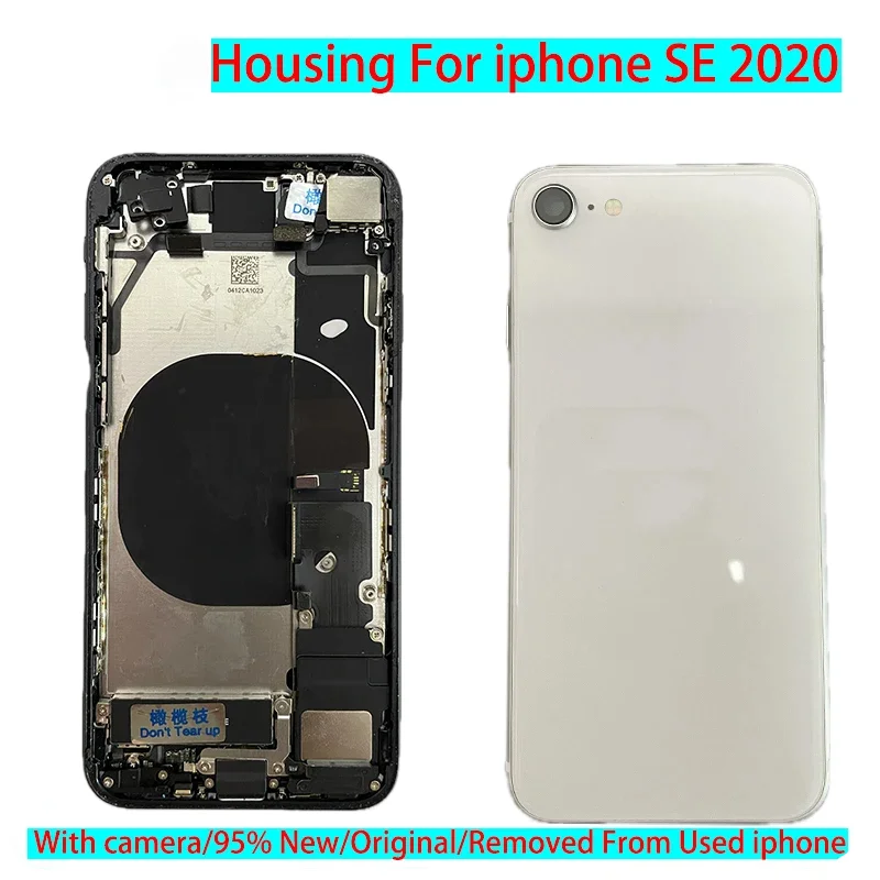 

FOR iPhone SE 2020 Back Housing Battery Cover No LCD Screen Rear Camera Middle Frame Replacement Part Removed From Used Phone