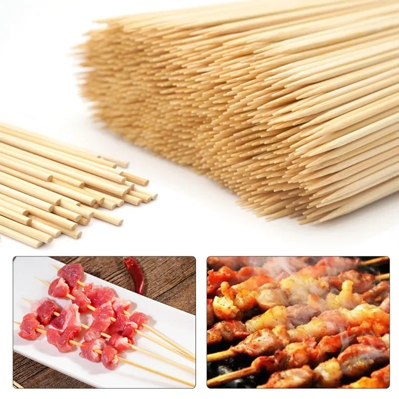 15/20/25/30cm Bamboo Barbecue Skewers Food Grade Disposable Nature Wood Long Stick for Kitchen Barbecue Fruit Fried barbecue skewers