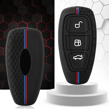 Confezione di chiavi per auto per Ford ST Line Fiesta Focus Mondeo Ecosport Kuga Puma Edge Fuga Accessori per custodie per chiavi per auto in silicone metallico