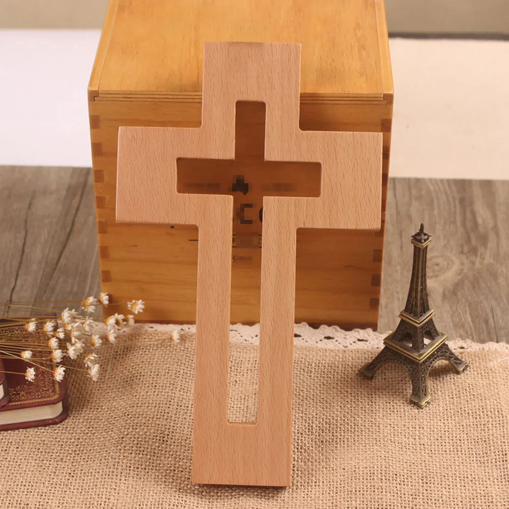 

Wooden Religious Jesus Cross Necklace Christian Crucifix Pendent Home Decoration Handmade Cross