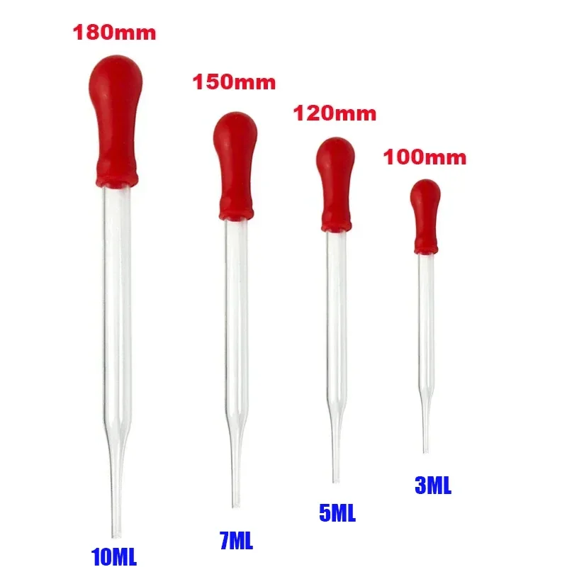 Glass Test Tubes 10 Glass Test Tubes with Red Pipette Frameless Laboratory Transparent Non-toxic Teaching Equipment 100mm/120mm/150mm/180mm