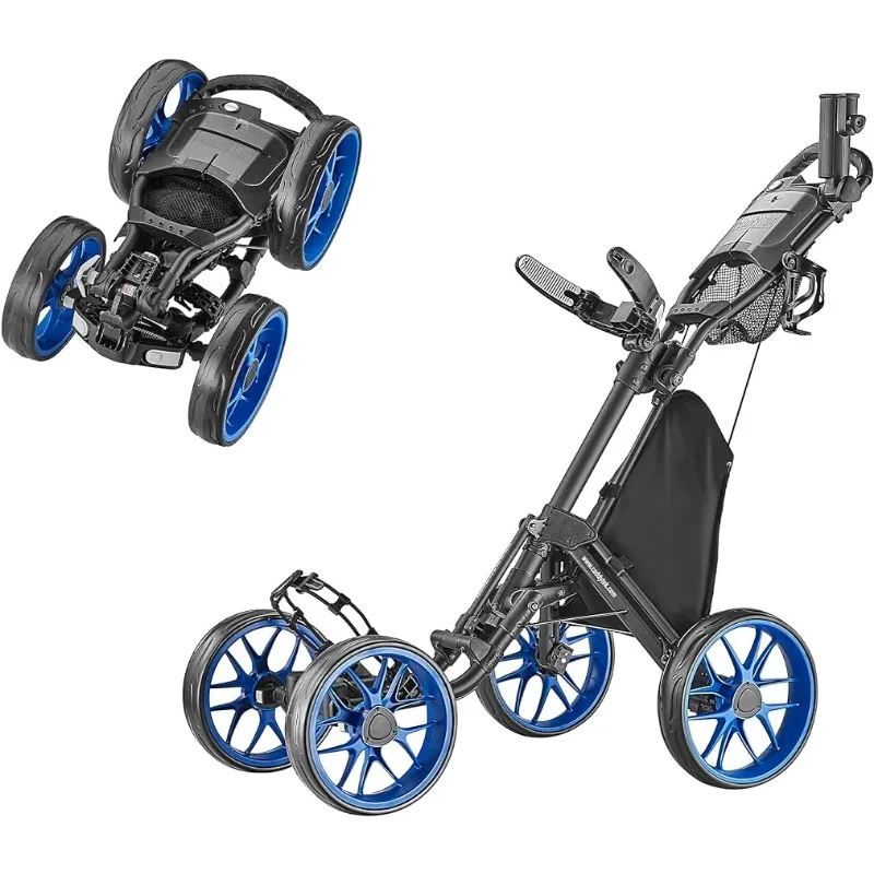 

CaddyTek 4 Wheel Golf Push Cart - Caddycruiser One Version 8 1-Click Folding Trolley - Lightweight, Compact Pull Caddy Cart,