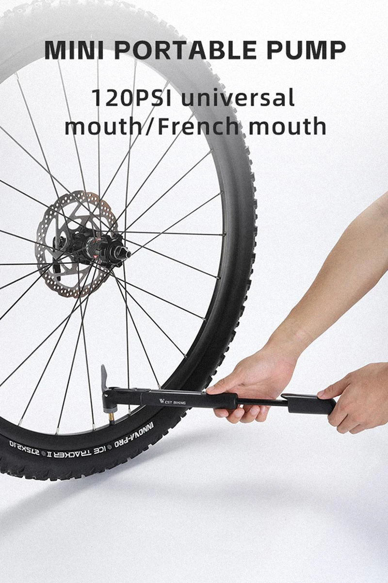 Description Picture 3 of itemWEST BIKING Portable Bicycle Pump Schrader/Presta Valve Universal Air Pump MTB Road Bike Tire Hand Inflator Cycling Accessories