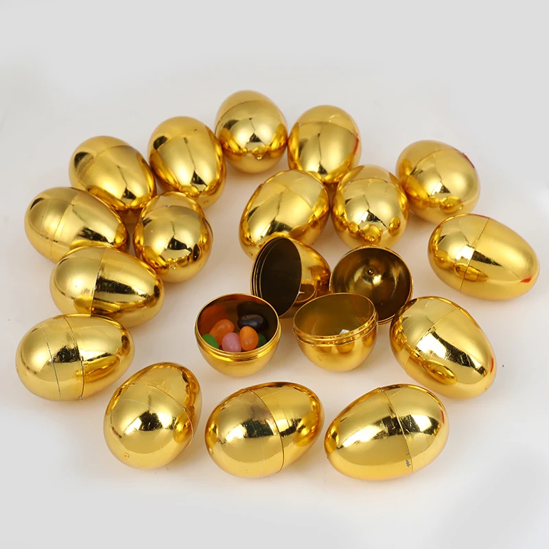 6-24 Stück goldene Ostereier aus Kunststoff, befüllbar, leeres Ei, Spiel, Geschenk, Preiszubehör, Kindergeburtstag, Gastgeschenke, Ostern, Heimdekoration – Detail 8