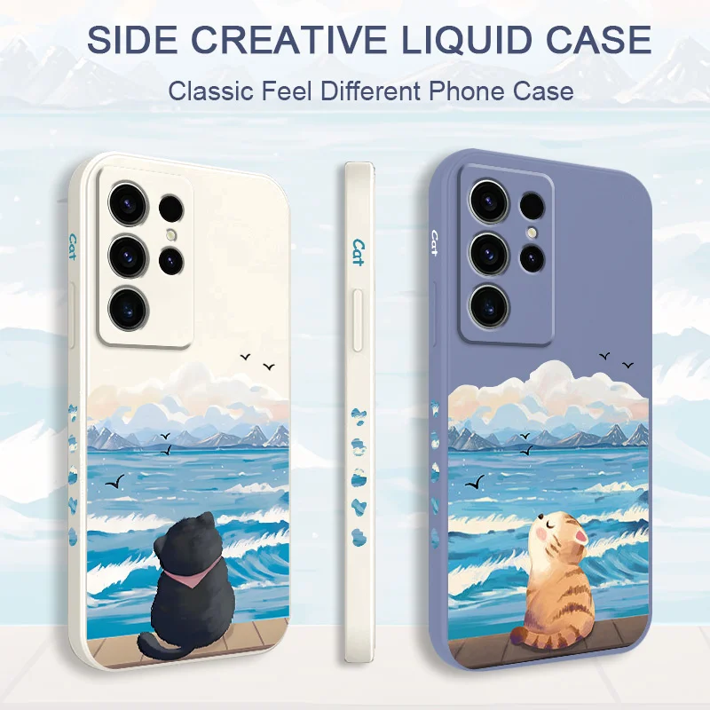 Charming Seaside Cat Phone Case - Whimsical Coastal Design Cover