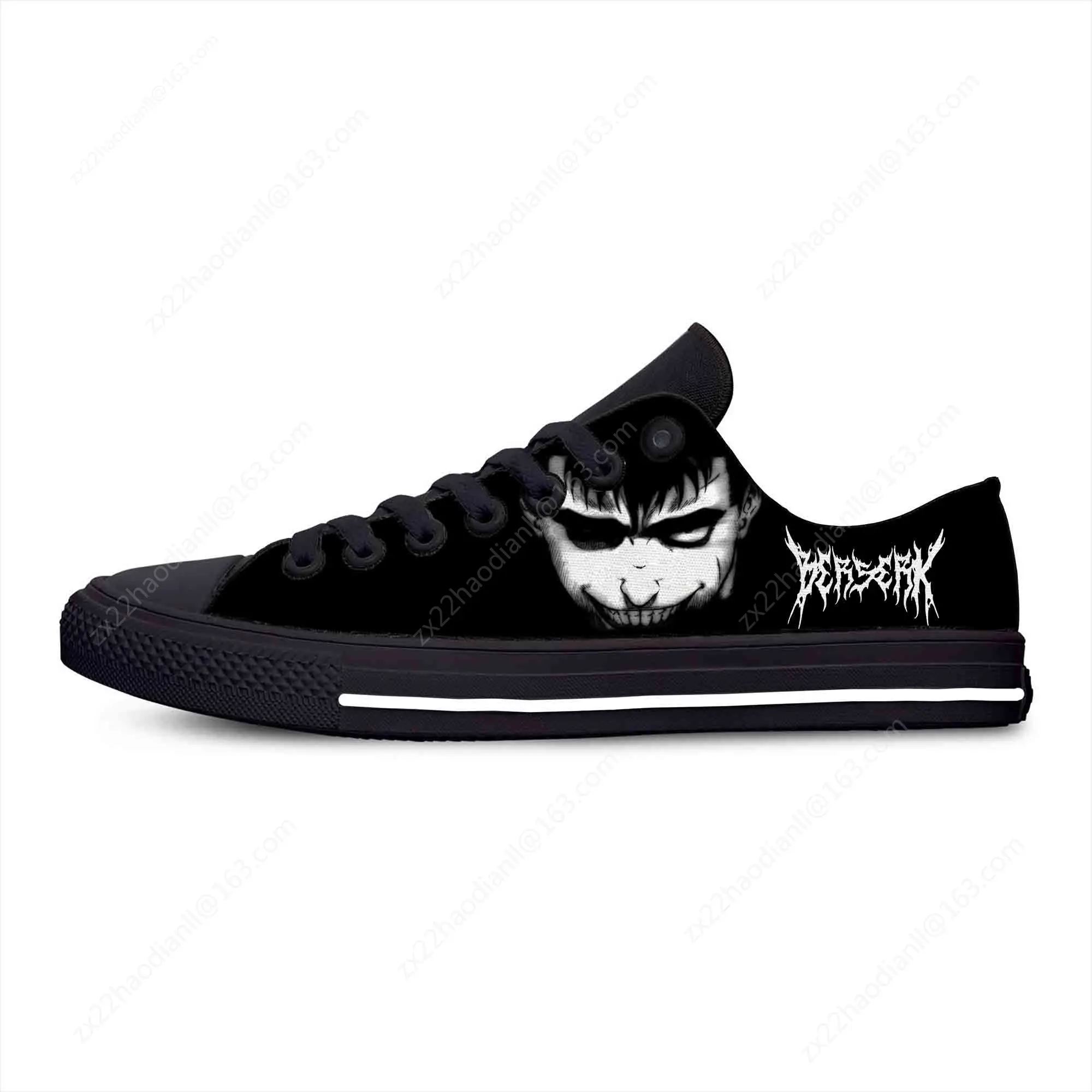 Anime Berserk Guts Low Top Sneakers Men Women Teenager Casual Shoes Canvas Running Shoes 3D Printed Breathable Lightweight shoe