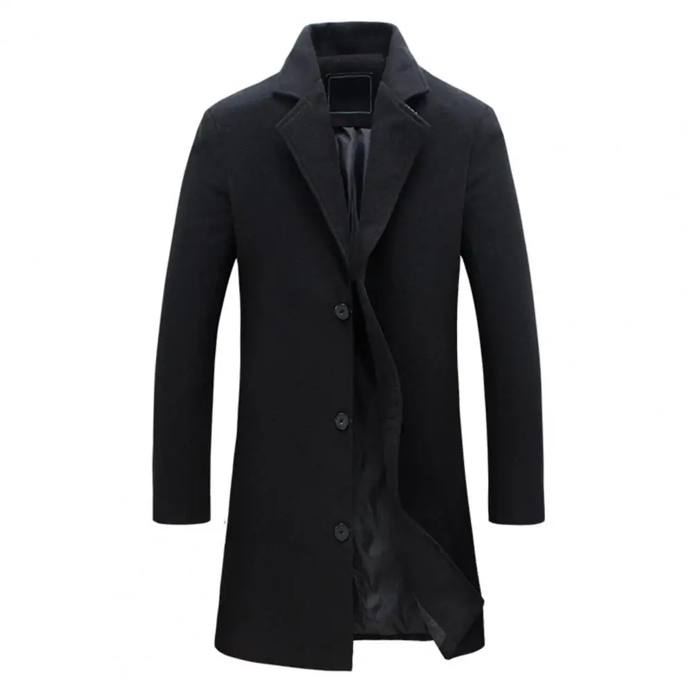 Winter Mens Jacket Polyester Single Breasted Men Overcoat Male Clothing