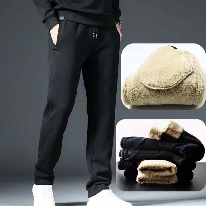 

Pants Winter Cotton Men Lambswool Jogging Leisure Outdoor Thickened Drawstring Sweatpants Men's Quality High Warm