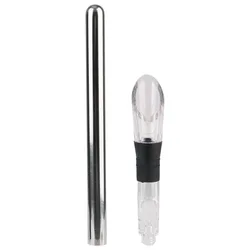 Stainless Steel 4-in-1 Wine and Beer Chiller with Pourer, Stopper, and Cutter (2pcs)