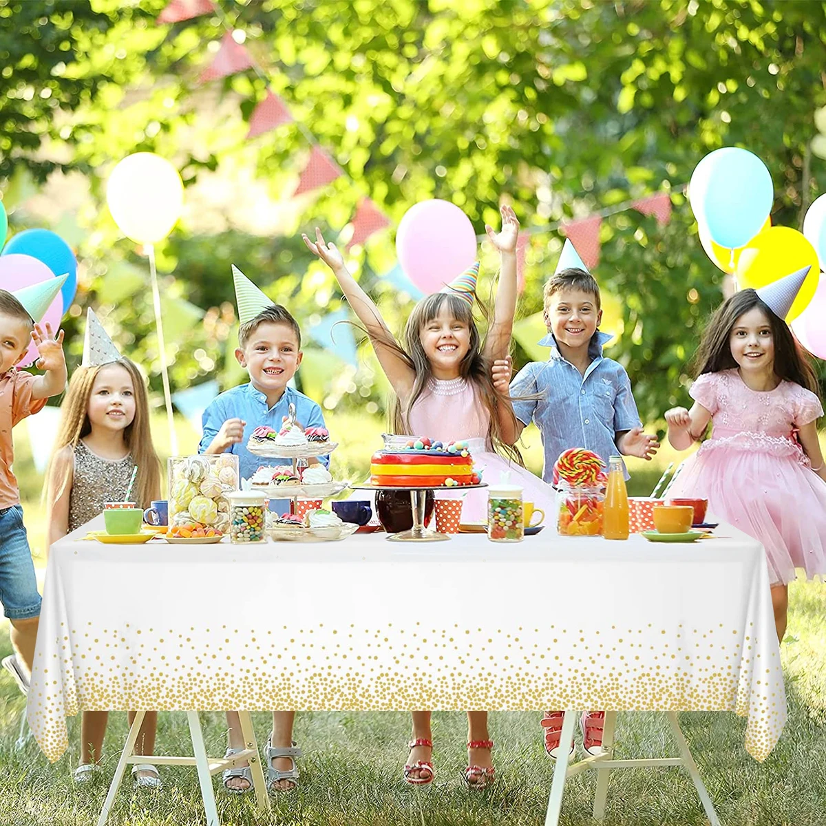 Disposable Tablecloth 137*274cm Wedding Table Decoration Rose Gold Dot Dinner Cloth Birthday Decor Baby Shower Party Decoration
