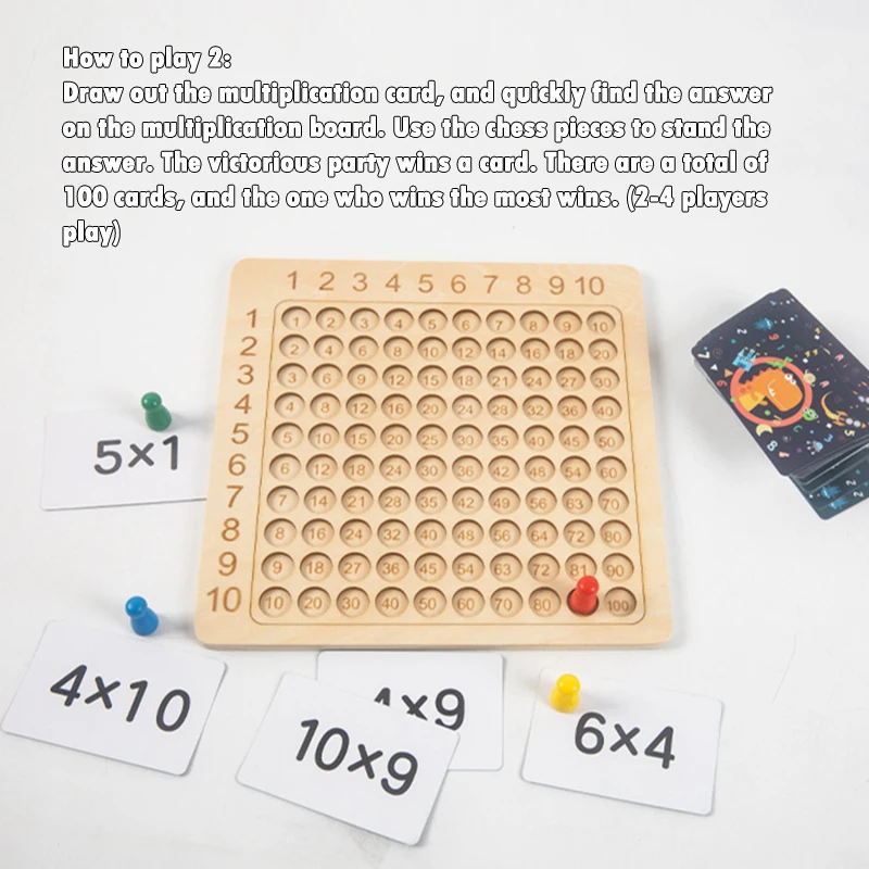 Montessori Learning Educational Toys Wooden Multiplication Board Game Kids Math Counting Hundred Board Interactive Thinking Game