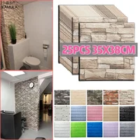 25pcs Self-Adhesive 3D Wall Stickers Wallpaper Panel Home Decor Living Room Bedroom Decoration Bathroom Kitchen House Stickers 1