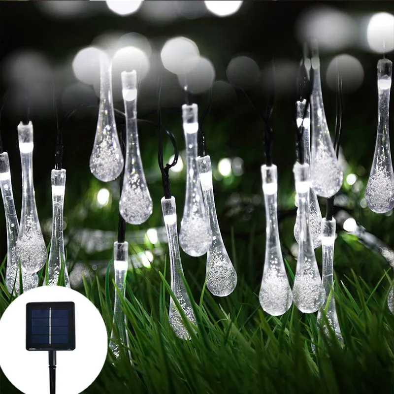 

20/30/50 Water drop LED Solar Light Outdoor Lamp String Lights For Holiday Christmas Party Waterproof Fairy Light Garden Garland