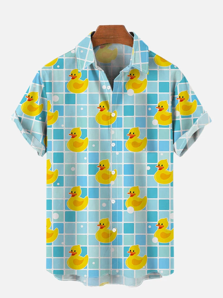 Unisex Men's Cosplay Shirts 3D Prints Splicing Cartoon Cute Duck Printing Short Sleeve Shirt Fashion Hawaiian Shirts For Men 5