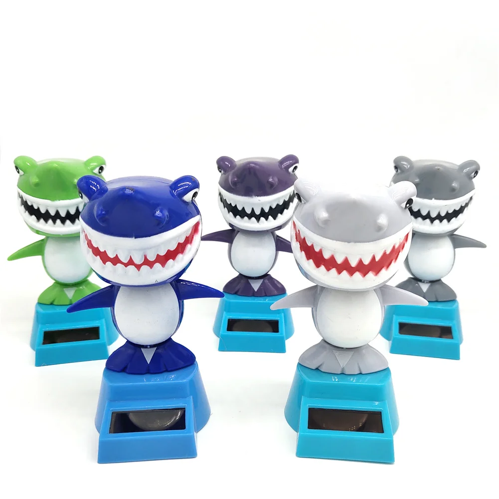 Cute Cartoon Shark Solar Power Shaking Head Toy Bobbling Dancing Toys Car Decoration Auto Interior Dashboard Decor Car Ornament solar shark toy