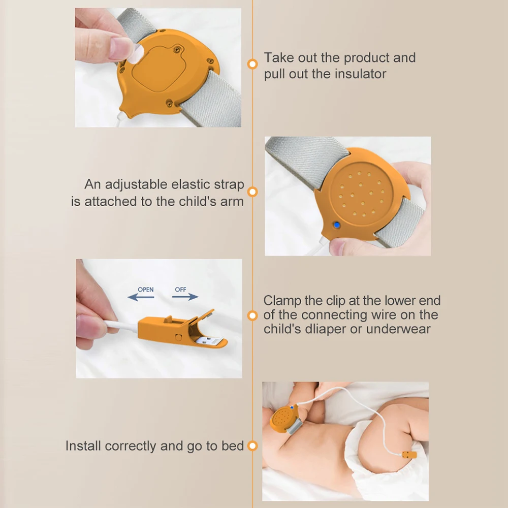Wired Baby Bedwetting Alarm Pee Alarm for Boys Grils Kids Potty Training Elder Care with LED Indicator Light Vibration & Sound