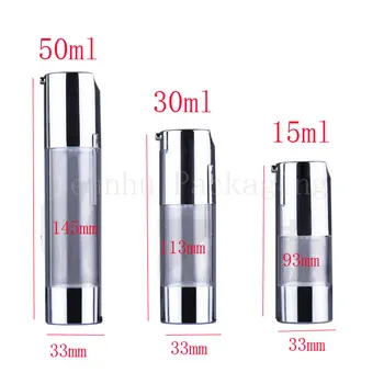 15ml 30ml 50ml 20pc/lot empty silver airless dispenser plastic pump for cosmetics and skin care eye cream airless travel bottles - Thumbnail 7