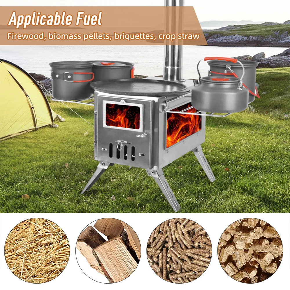 Outdoor Camping Tent Heater Wood Stove 6