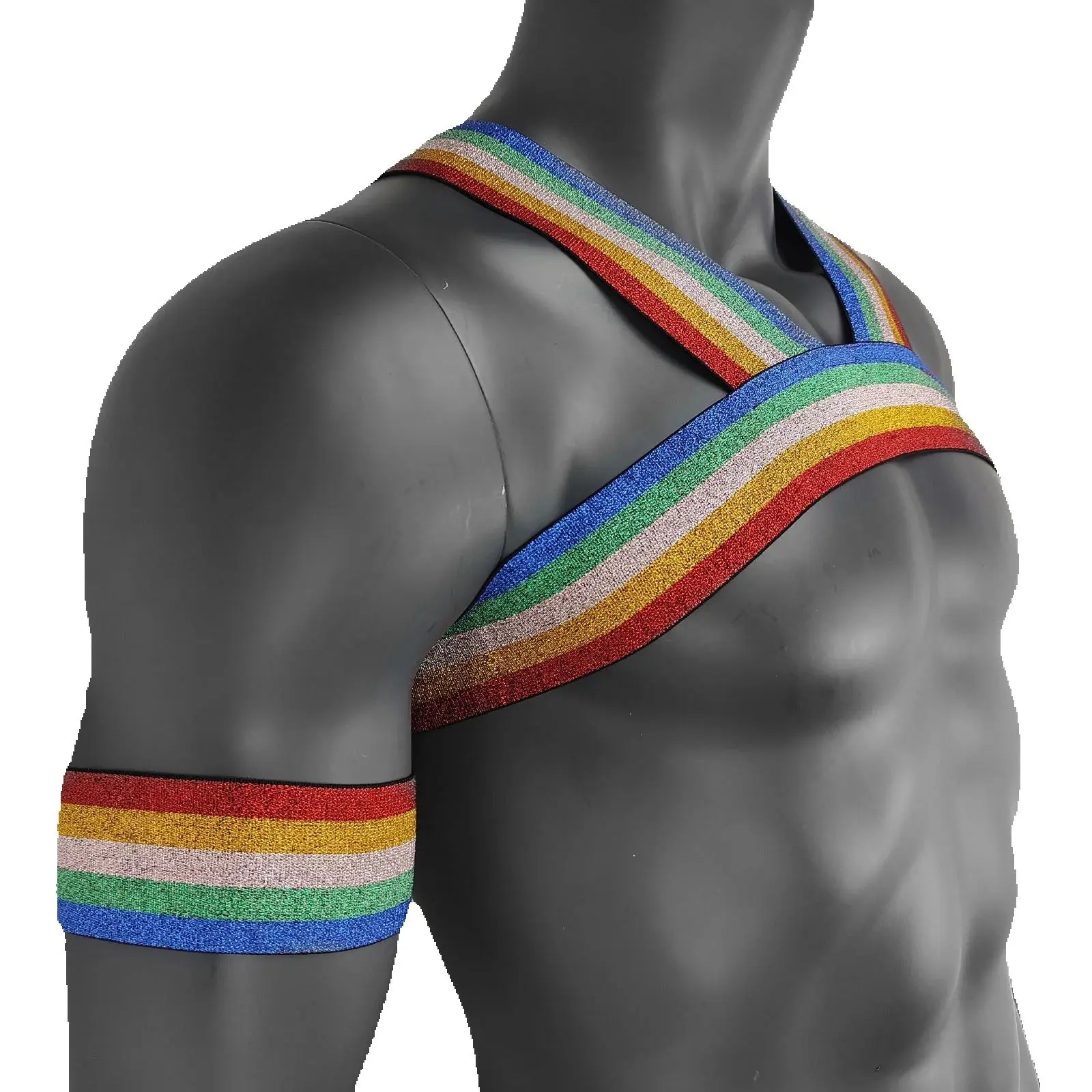 CLEVER-MENMODE Fetish Chest Men Sexy Body Bondage Cage Harness Belts Rave Clothing Lingerie Rainbow Pride Elastic_voghion.com
