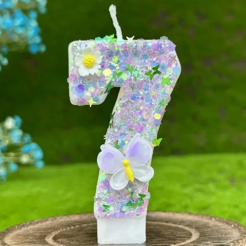 2025 New 0-9 Digits DIY Birthday Candles Butterfly Flowers Children's Birthday Girls Number Cake Decorations Candle Room Decor