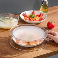 Couvercle alimentaire pour micro-ondes, couvercle de plaque de service, couvercle anti-éclaboussures pour micro-ondes, Surface lisse transparente avec poignée, couvercle pour micro-ondes de 10 pouces 5