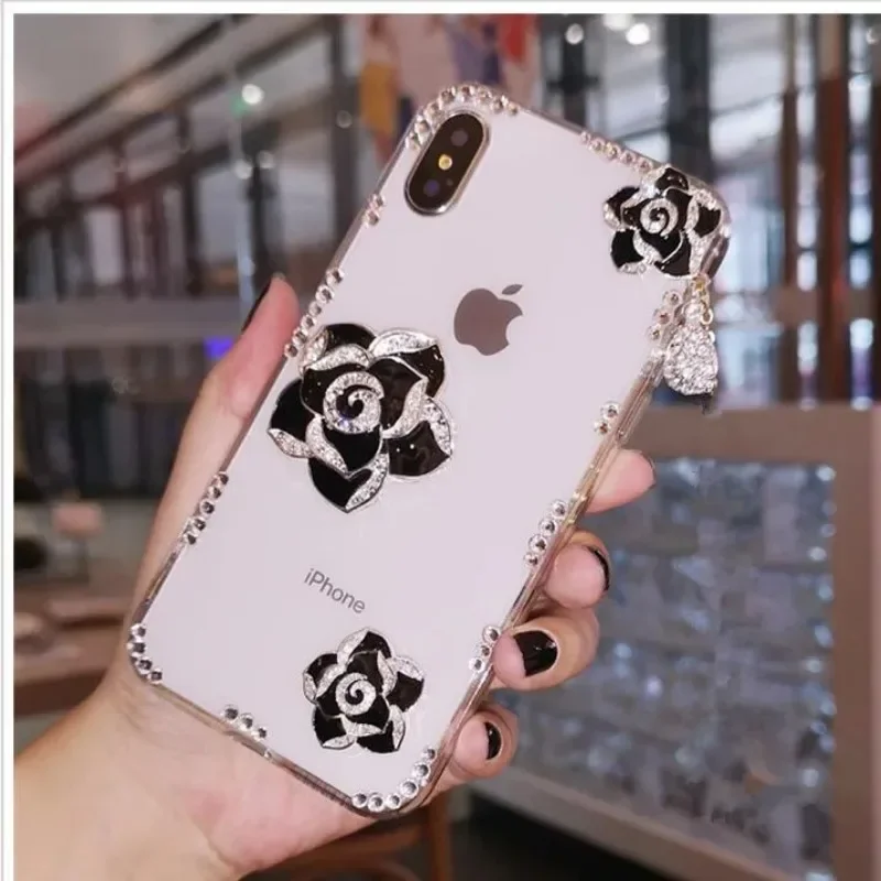 

Case Glitter Bling Diamond Pendant for Samsung Galaxy S23 Ultra S20 S21 S22 PLUS Note20 Phone Clear Crystal Cover Flower Decora