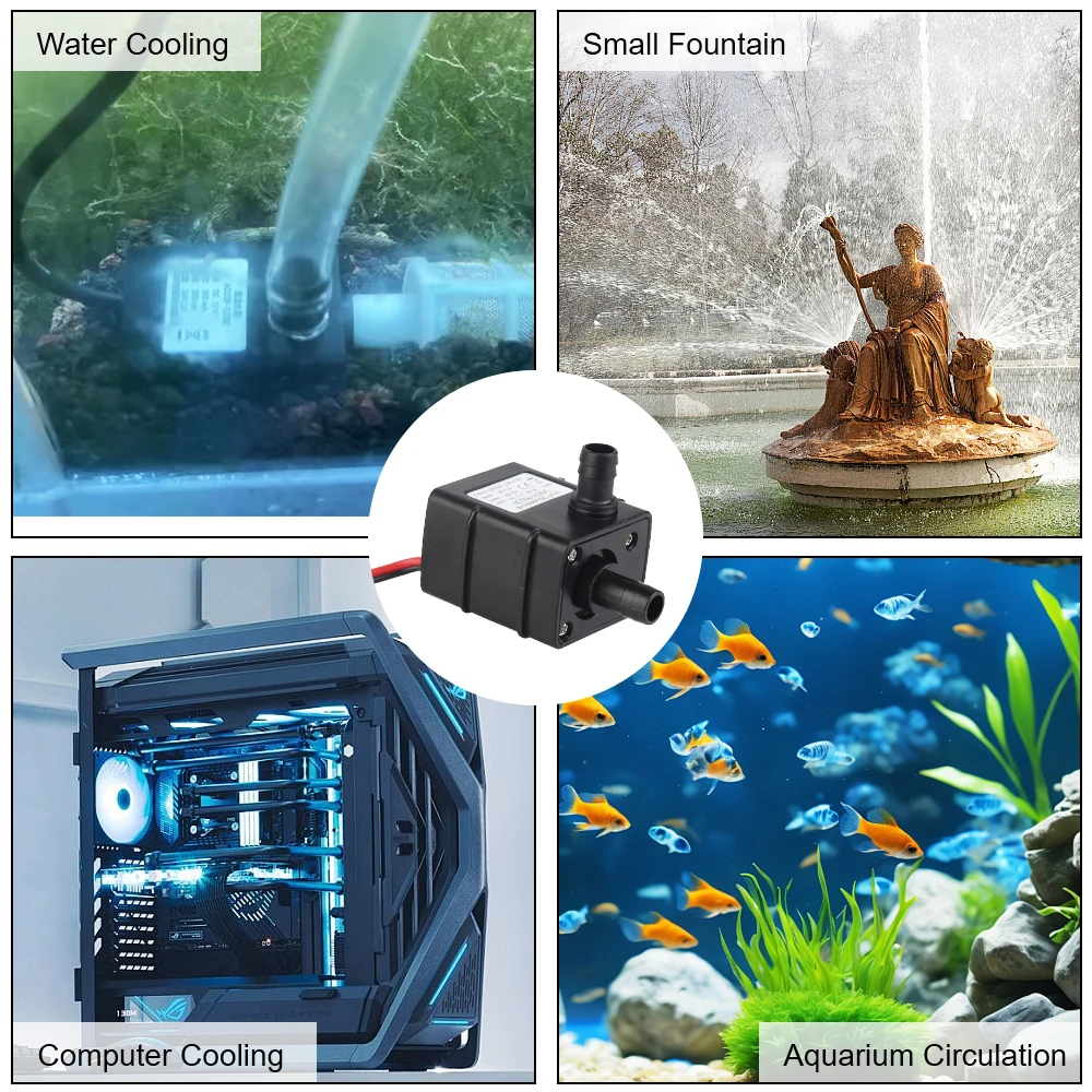 DC12V Brushless Small Water Pump for Garden Pond Fish Tank Mini Submersible Pump Micro 5V USB Pumping Water Circulation 120L/H