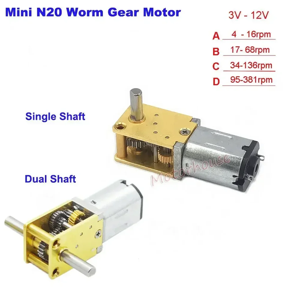 Motore Ridotto DC 12V 500RPM - N20 Metal Gear Per Progetti Fai Da Te E Robotica