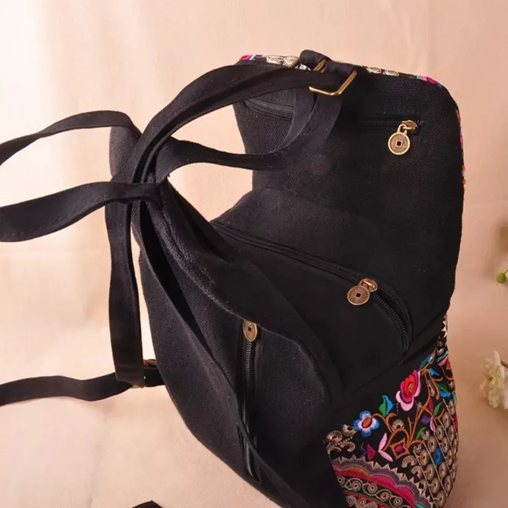 2025 mochilas de lona bordadas artísticas Vintage a la moda para mujer,  mochila con bordado Floral hecho a mano, mochila escolar, bolsas de viaje  vaqueras - AliExpress, image size:1000x1000