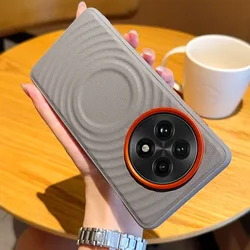 Luxury PU Leather Case with Ripple Pattern and Magnetic Wireless Charging Capability - OnePlus 13S (Grey)