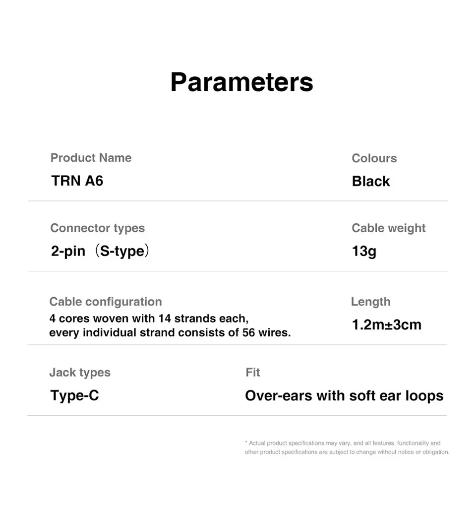 Type C audio Cable TRN VX Pro/TA2/MT1 Pro/BAX /BA15 /MT1 /BA8 /VX /BA5 /N90S/ ST1 /STM