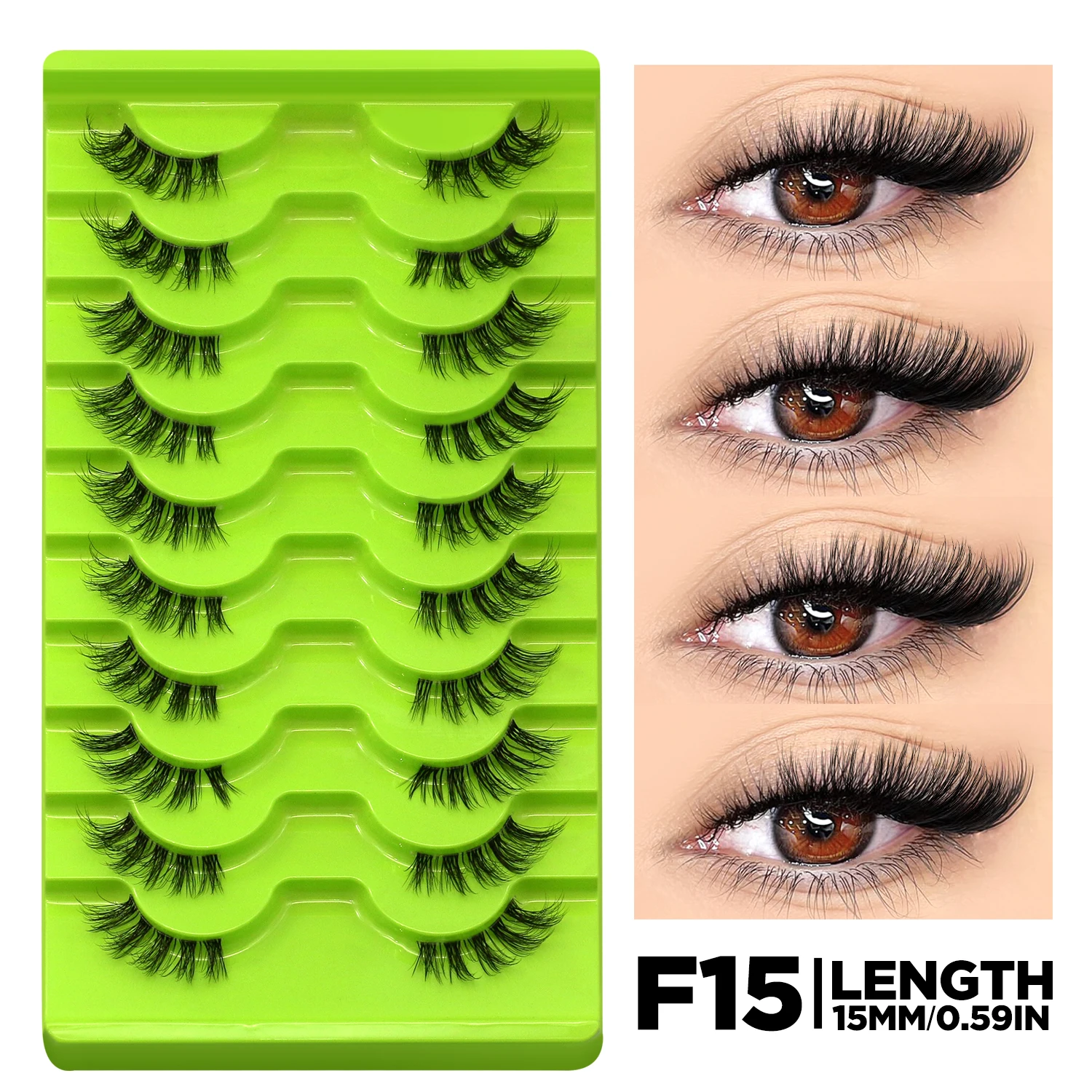GROINNEYA Half Eyelash Cat Eye Lashes Soft Full Thick Wispy Eyelash Winged End Eye Elongated Eyelash Extension Makeup 11