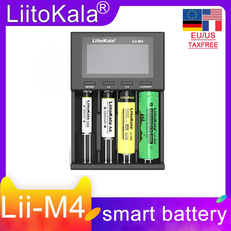 

LiitoKala Lii-M4S Lii-M4 Lii600 Lii402 18650 Smart Charger LCD Display for 26650 21700 32650 20700 21700 16340 AA AAA battery