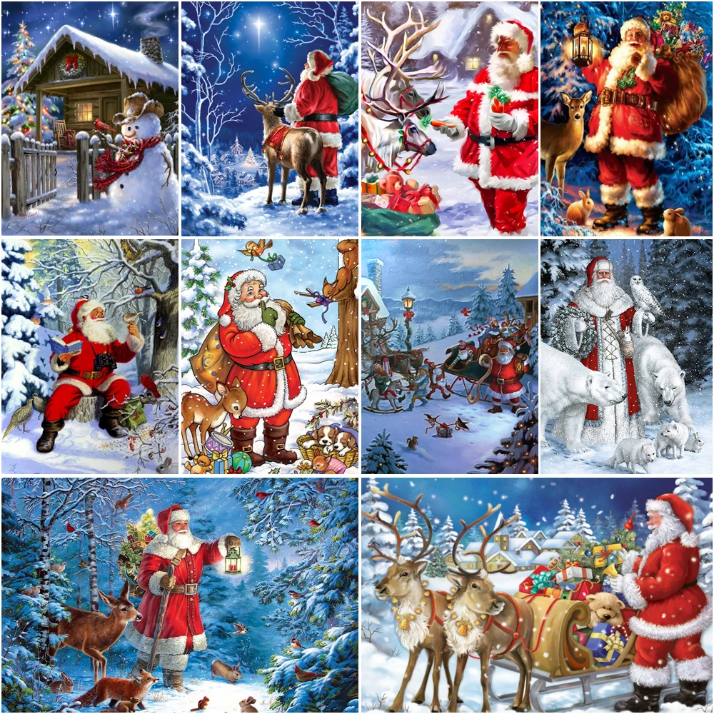 

Christmas 5D DIY Diamond Painting New Year Santa Claus Elk Diamond Mosaic Diamond Embroidery Cross Stitch Kit Home Decor Gift