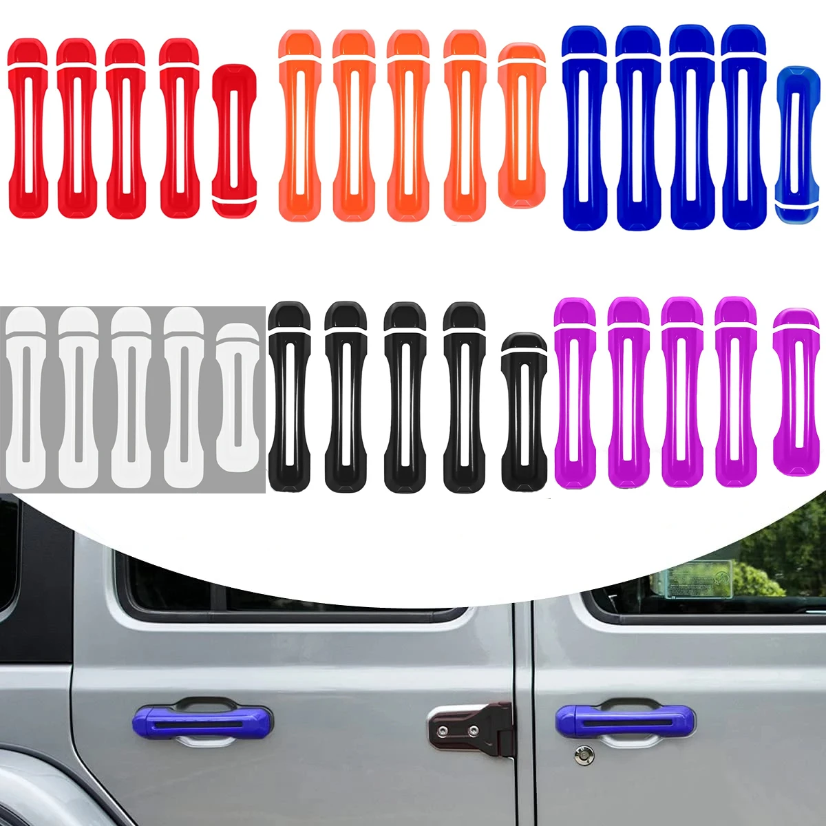 

5pcs Car Door Handle Cover Tail Gate Cover Scratch Protector for 2018-2021 Jeep Wrangler JL JLU Exterior Accessories Decor Trim