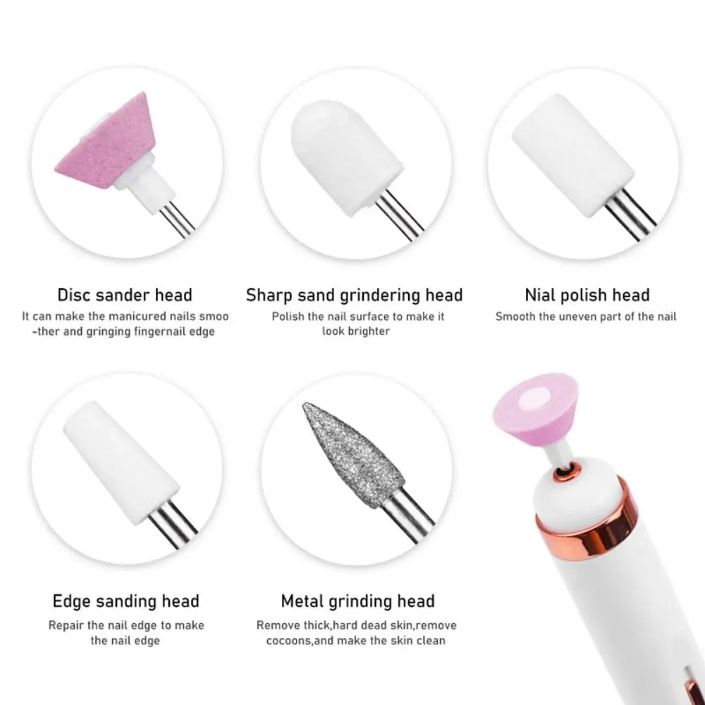 USB Electric Nail Grinder With LED Light 2nd Gear Nail Polishing Machine Exfoliating Gel Remove Electric Manicure Art Pen Tools