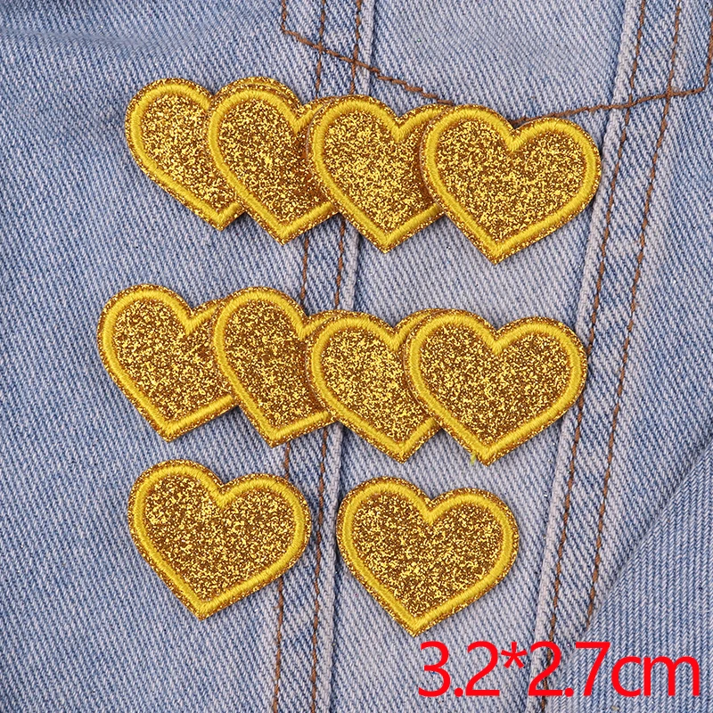10 Stück bunte Glitzer-Liebesherzen, fünfzackige Sterne, bestickte Aufnäher für Röcke, Jeans, zum Aufbügeln oder Annähen, Dekoration für Kleidung, DIY – Detail 30
