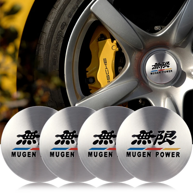 Car Styling Aluminum Wheel Center Hub Caps Stickers 4Pcs For Honda