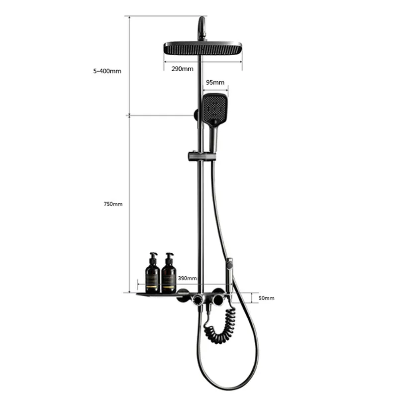 Shower Set Shower Head Grey Knob Bathroom Showers Set 4-way The Shower Faucet Bath Portable High Pressure Copper Spirit Shower Bathroom Accessory Sets