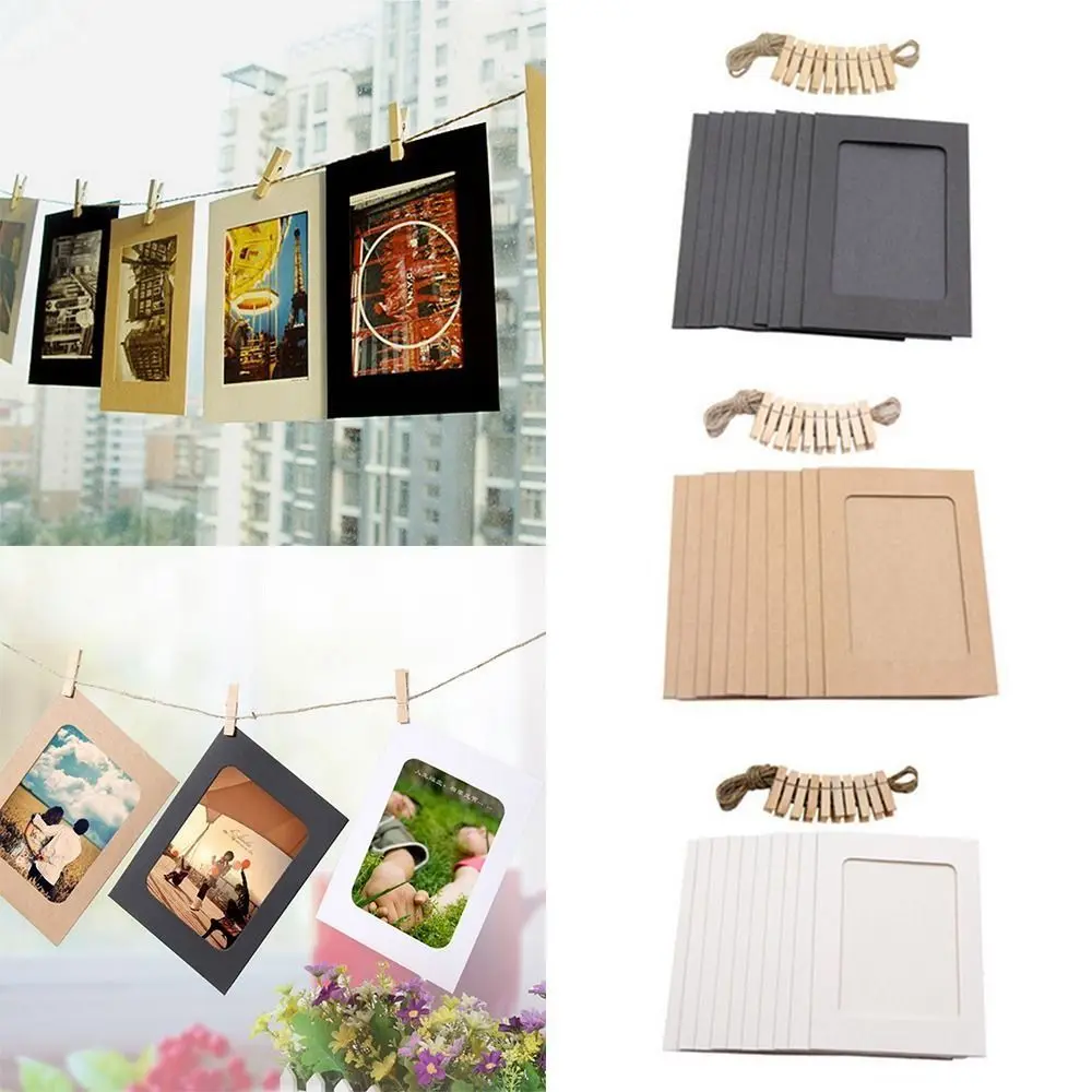 10pcs Combination Paper Photo Frame With Clips