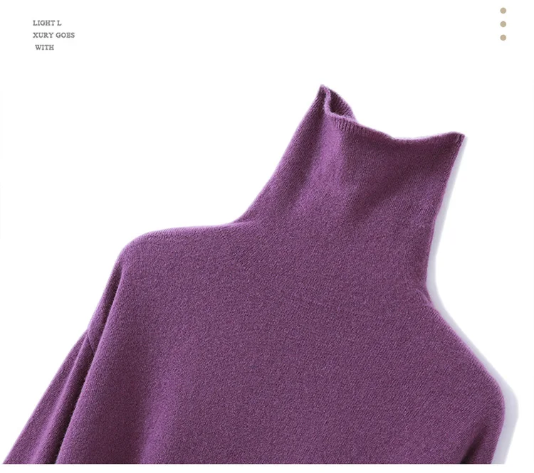 Women's wool sweater 100% pure wool women's dress 2024 autumn and winter new high neck long sweater slim knit bottom sweater