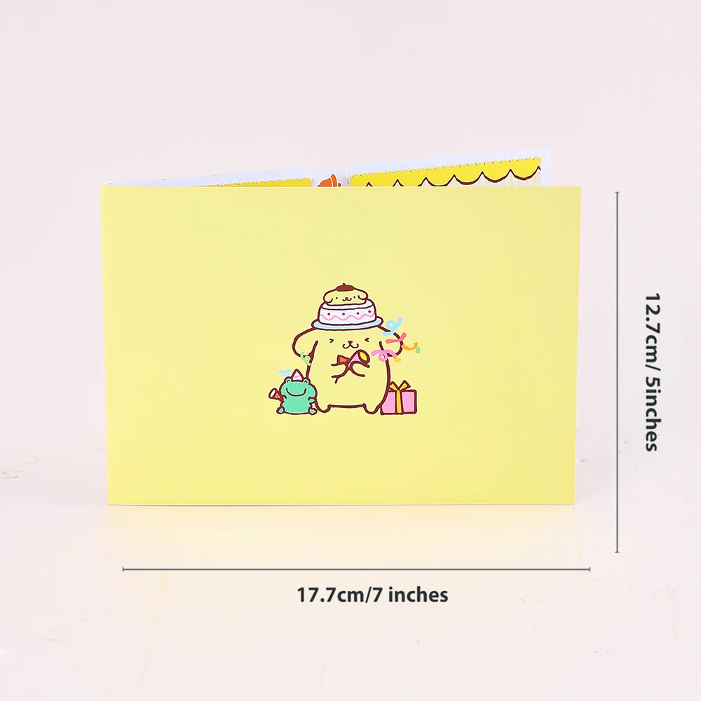 Pom Pom Purin 3D Greeting Card Birthday Card With Envelope Postcard Birthday Gifts Cartoon Kuromi Melody Pochacco HelloKitty