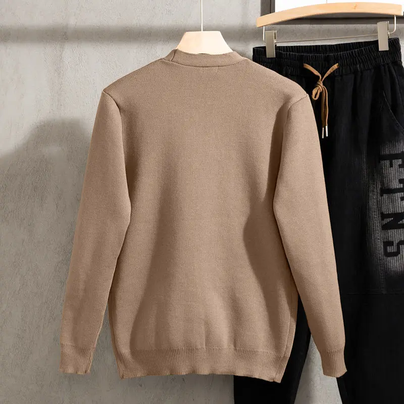 2023 Spring Autumn New Solid Color Fashion V-neck Long Sleeve Knitting Cardigan Man Casual Loose Button Pockets All-match Coat