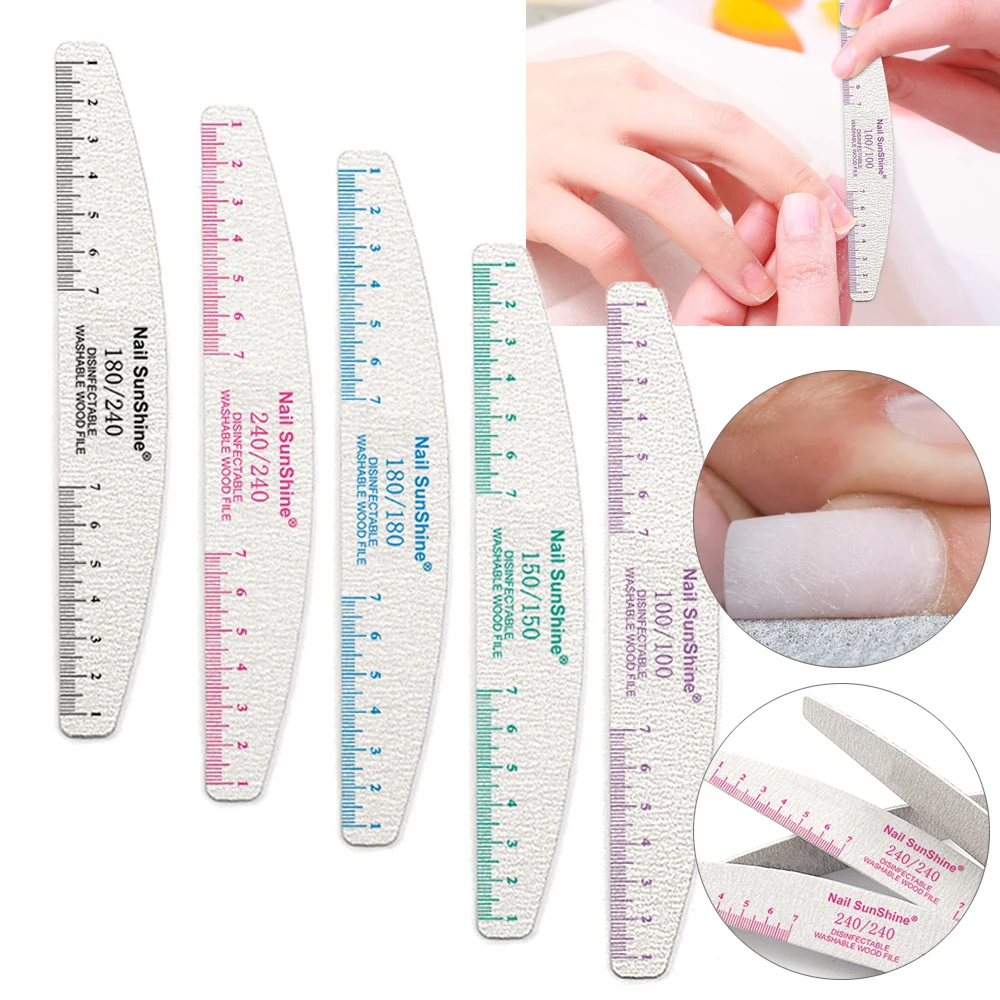 

Sdotter 5/10Pc Professional Nail File Manicure Sandpaper With Ruler Strong Thick Files Buffer 100/180 Sanding Polishing Nails Ac