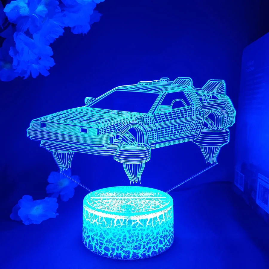 Back to the Future DeLorean 3D Illusion Lamp Classical Sci-Fi Car Model Nightlight for Fans Xmas Gift Cool stuff to Room Decor