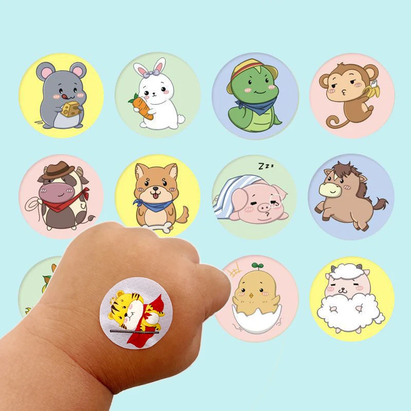 120pcs/lot Cute Cartoon Baby Bandages Round Band Aid First Aid Children Wound Patch Adhesive Bandages Kawaii Plasters Bandaid