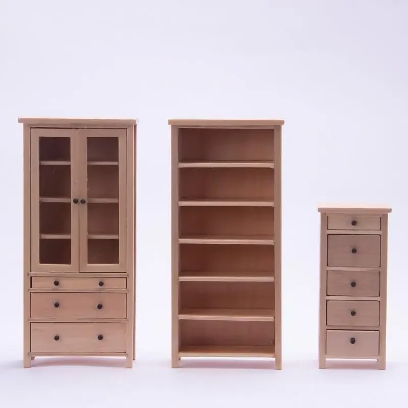 

Dollhouse Shelves Bookcase Storage Cabinets Bucket Mini 1:12 Miniatures Study Living Room Home Decor Decoration Doll Accessories