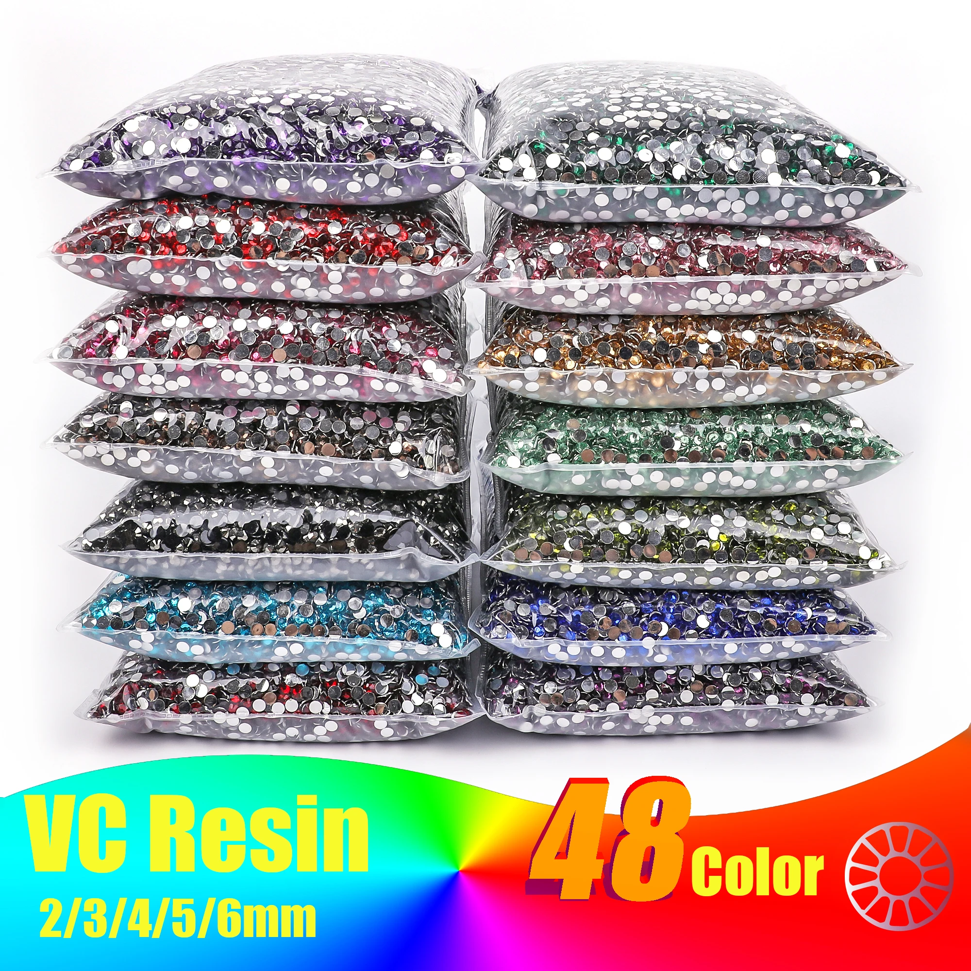 

Wholesale Mix Sizes 2mm-6mm 50000pcs/bag Resin Non Hot Fix Rhinestones in Bulk Flatback Nail Art Strass for Nail Accessories